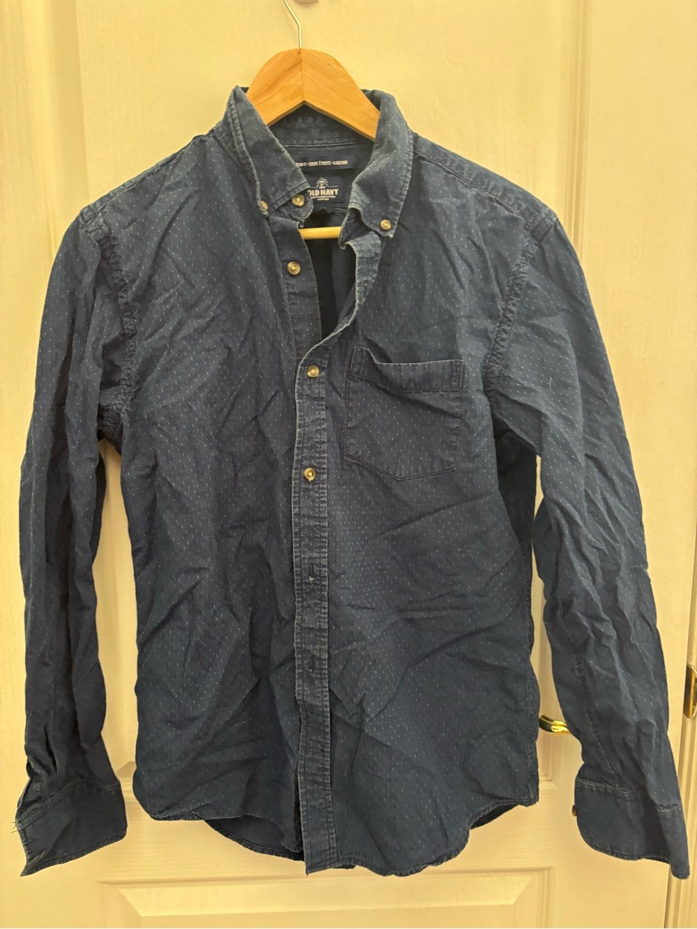 Old Navy Men’s Dark Blue Button-Down Long Sleeve Shirt